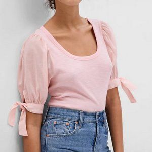 GAP | Puff Sleeve Rib Top Misty Rose Pink Sz Small Tall NWT